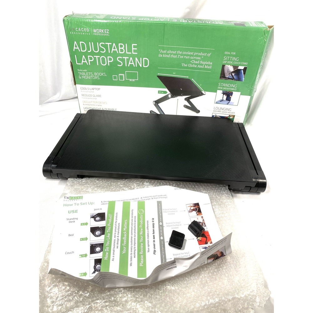 Uncaged‎ Ergonomics WorkEZ Professional Adjustable Laptop Stand Black Aluminum